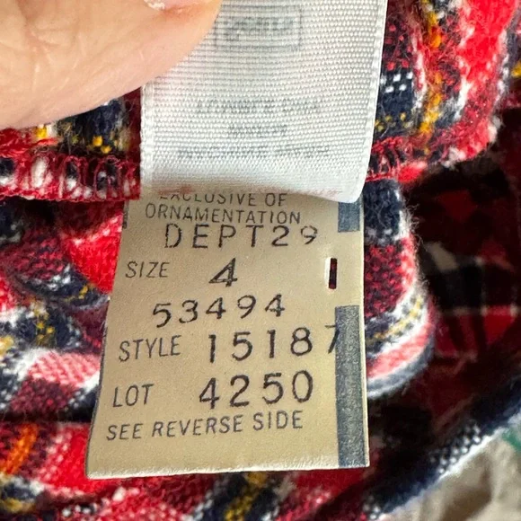 Vintage Sears Red and Blue Plaid Girls Overalls - Picture 6 of 7